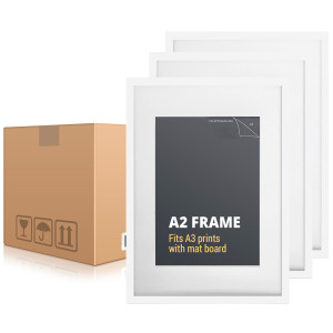 White A2 picture frames as a set with box packaging