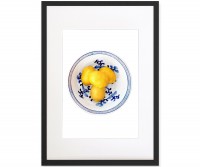 Lemons in Blue & White Bowl Framed Print