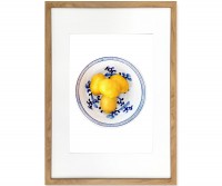 Lemons in Blue & White Bowl Framed Print