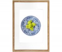 Green Pears in Blue Bowl Framed Print