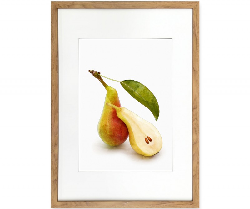 A2 Pear Botanical II Framed Print - Watercolour Style Fruit Print