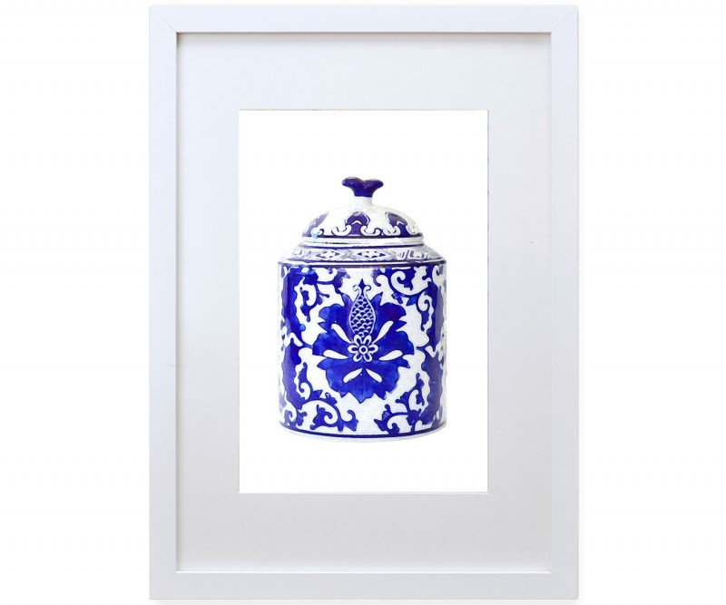 A3 Ginger Jar Print - Cassia Blue & White Framed Print