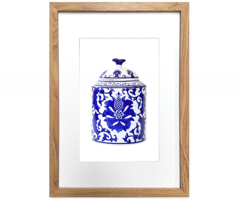 A3 Ginger Jar Print - Cassia Blue & White Framed Print