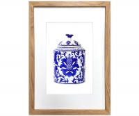 A3 Ginger Jar Print - Cassia Blue & White Framed Print