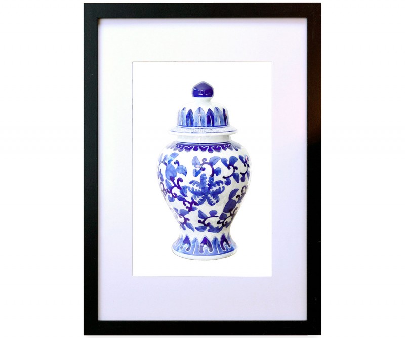 A3 Ginger Jar Print - Clifton Blue & White Framed Print