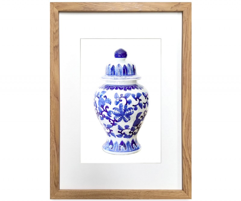A3 Ginger Jar Print - Clifton Blue & White Framed Print