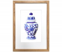 A3 Ginger Jar Print - Clifton Blue & White Framed Print