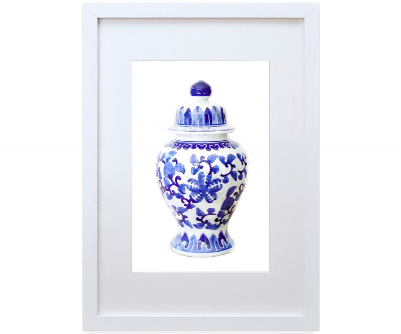 A3 Ginger Jar Print - Clifton Blue & White Framed Print
