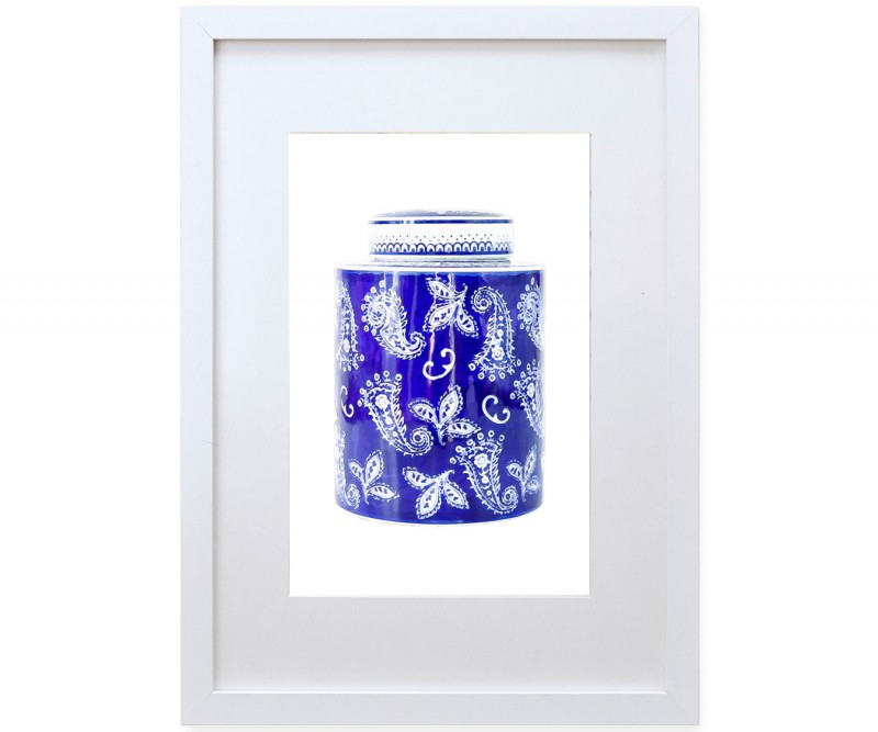 A3 Ginger Jar Print - Monaco Blue & White Framed Print
