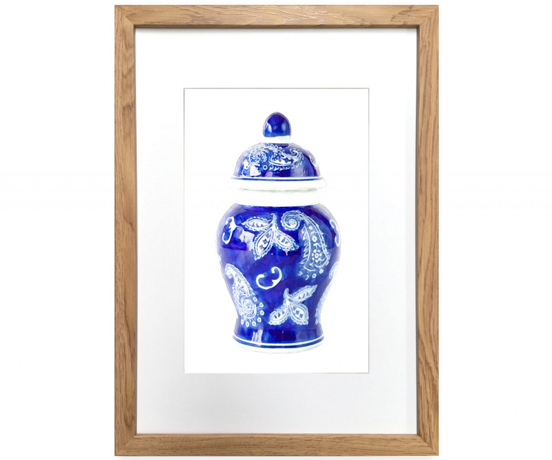A3 Ginger Jar Print - Pascal Blue & White Framed Print