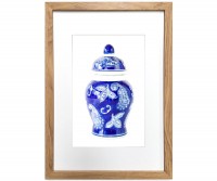 A3 Ginger Jar Print - Pascal Blue & White Framed Print