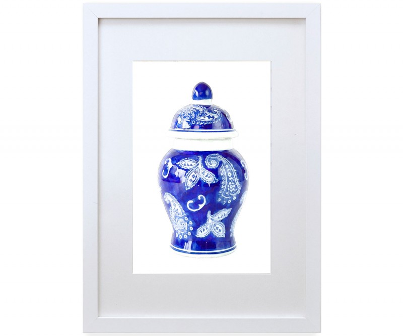 A3 Ginger Jar Print - Pascal Blue & White Framed Print