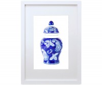 A3 Ginger Jar Print - Pascal Blue & White Framed Print