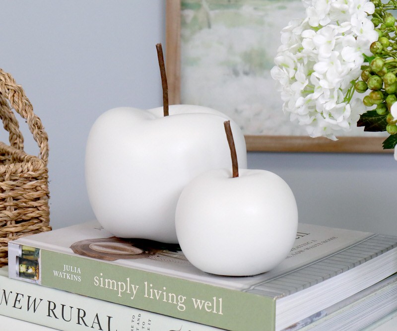 Large Eden White Apple Decor