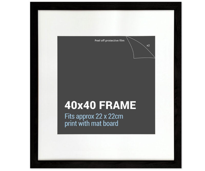40x40cm Square Black Picture Frame with Mat Board