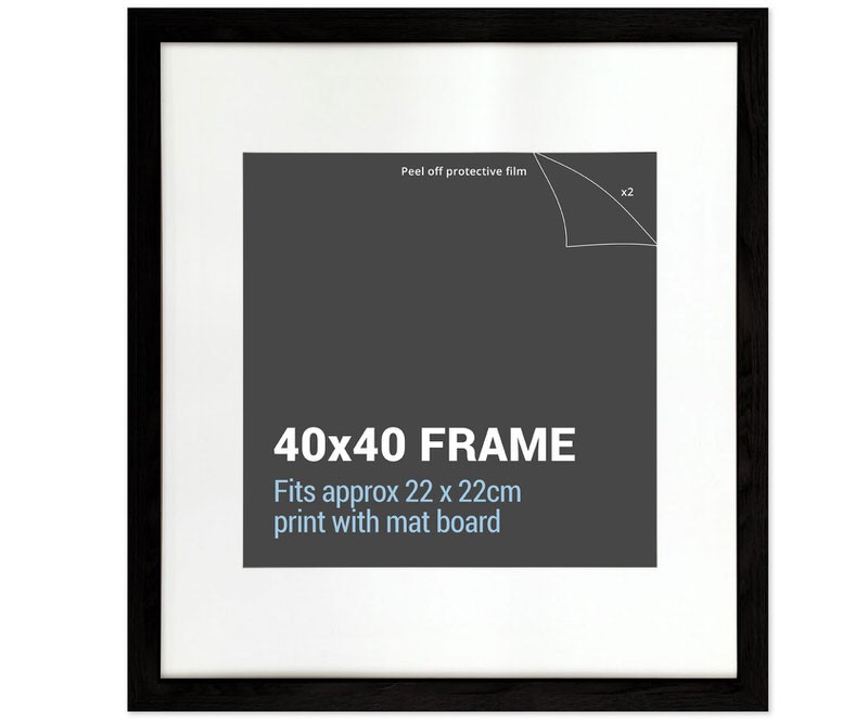 50x50cm Square Black Picture Frame with Mat Board