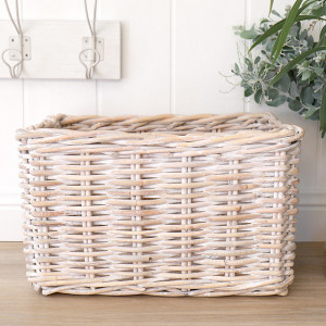 Brook Rattan Storage Basket Whitewash 30cm, a practical basket for organising household items or creating a display