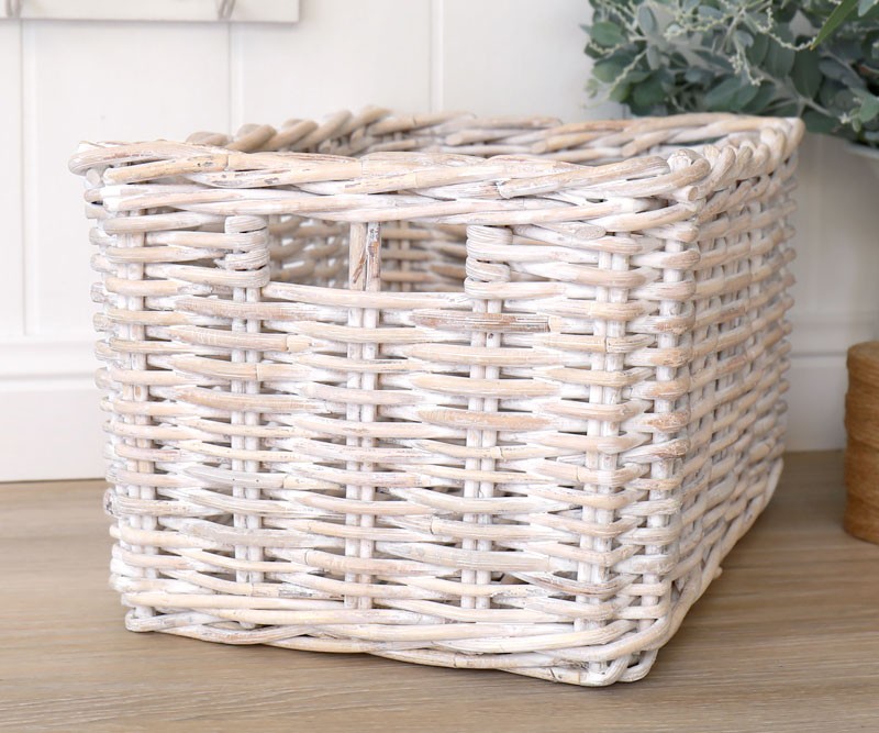 Brook Rattan Storage Basket Whitewash 30cm