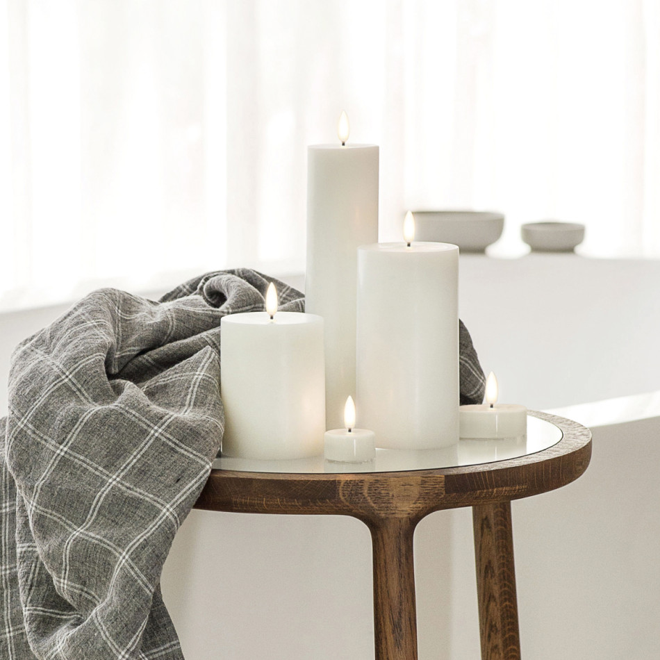 White Uyuni Flameless Maxi Tealight Candle, decorative lighting accessory