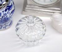 Evie Ribbed Glass Trinket Jar With Lid - Small