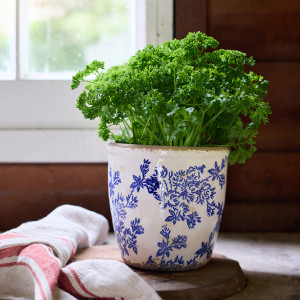 Small Arden Blue Floral Taper Planter, decorative planter or flower display
