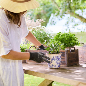 Small Arden Blue Floral Taper Planter, designed as a decorative container for a favourite plant