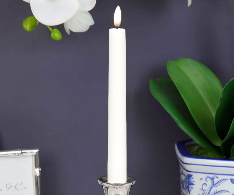 25cm Set 2 White Lux Flameless Taper Candle