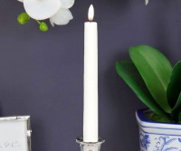 20cm Set 2 White Lux Flameless Taper White Candles