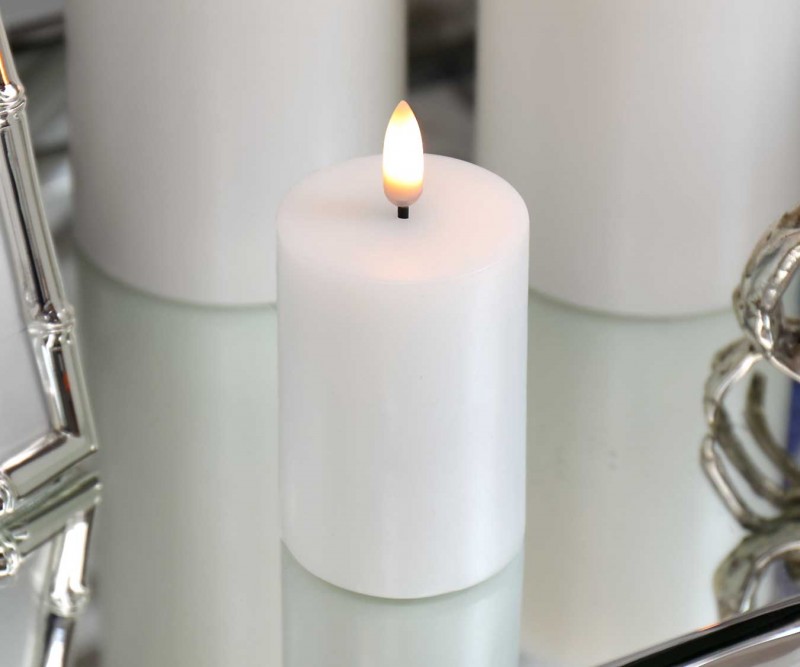 7cm White Lux Collection Flameless Candle - 5cm wide
