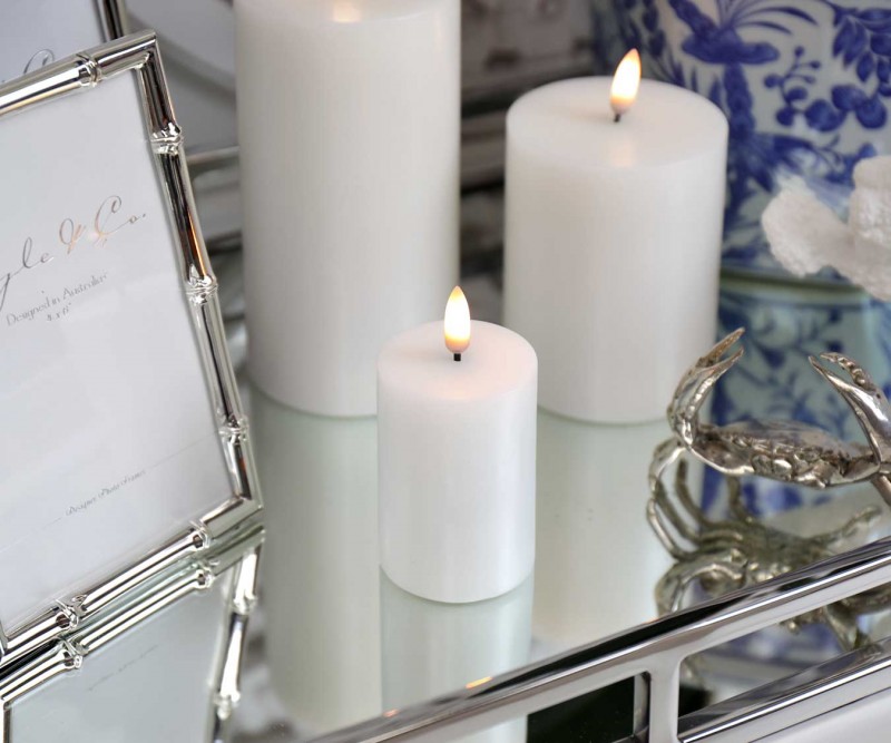 7cm White Lux Collection Flameless Candle - 5cm wide