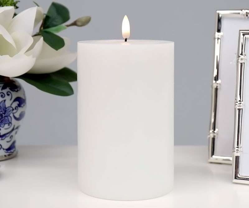 15cm White Lux Collection Flameless Candle - 10cm Wide