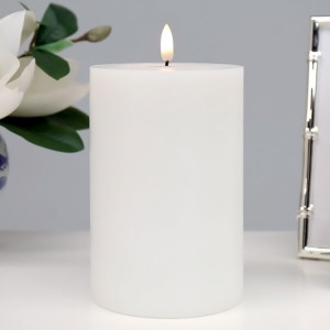 15cm White Uyuni Flameless Candle - 10cm Wide, decorative lighting accessory