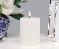 10cm White Lux Collection Flameless Candle - 8cm Wide