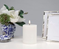 10cm White Lux Collection Flameless Candle - 8cm Wide
