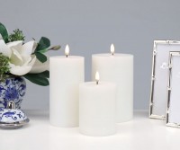 15cm White Lux Collection Flameless Candle - 10cm Wide