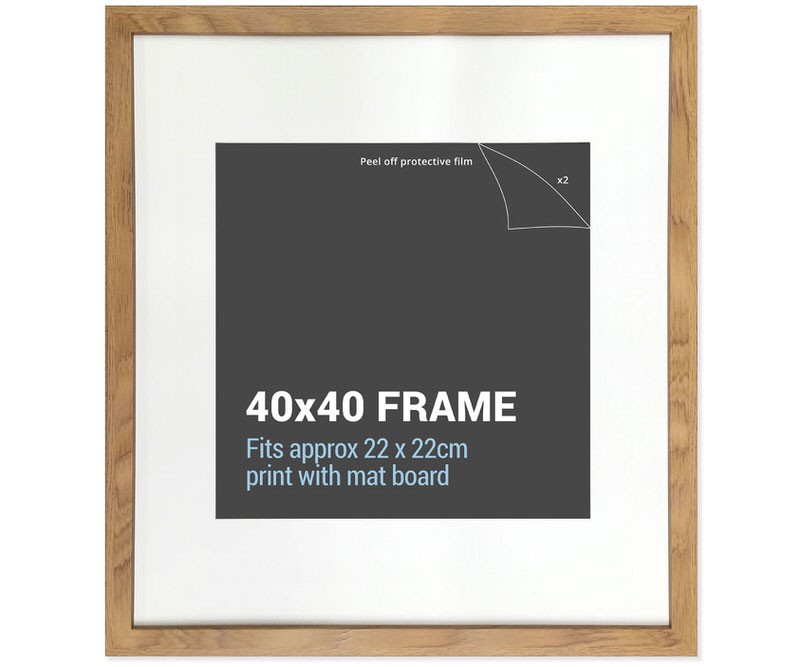 40x40cm Square American Oak Picture Frame with Mat Board
