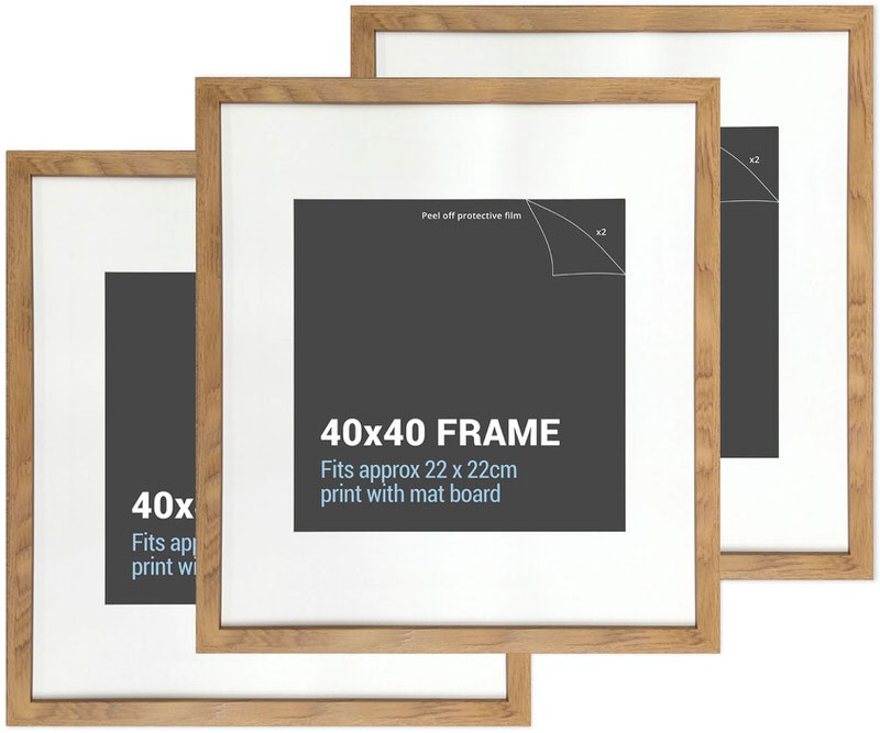Set 3 40x40cm Square American Oak Picture Frames