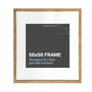 50x50cm Square American Oak Picture Frame with Mat Board