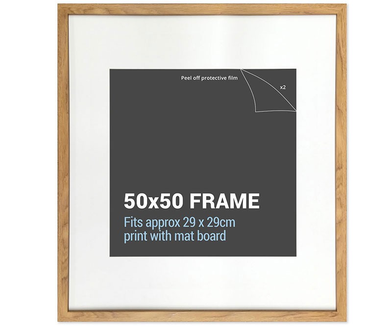 Square Warm Oak Picture Frame 50x50cm With Mat Board square-warm-oak-picture-frame-50x50cm-with-mat-board
