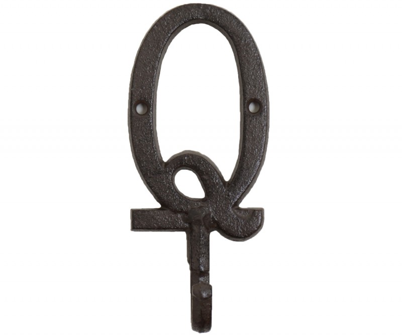 Q Alphabet Letter Hook - Q Wall Hook Cast Iron