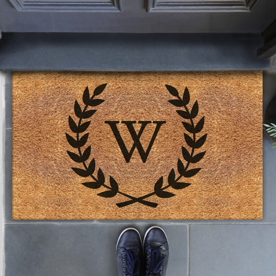 CUSTOM Initial Wreath Doormat 75x45cm - Vinyl Backed