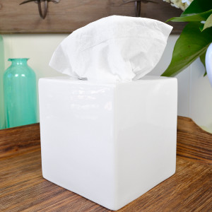 Charlie White Ceramic Tissue Box Cover, decorative home accessory