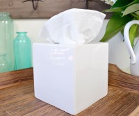 Charlie White Ceramic Tissue Box Cover