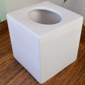 Charlie White Ceramic Tissue Box Cover, shown as a standalone product for clear identification