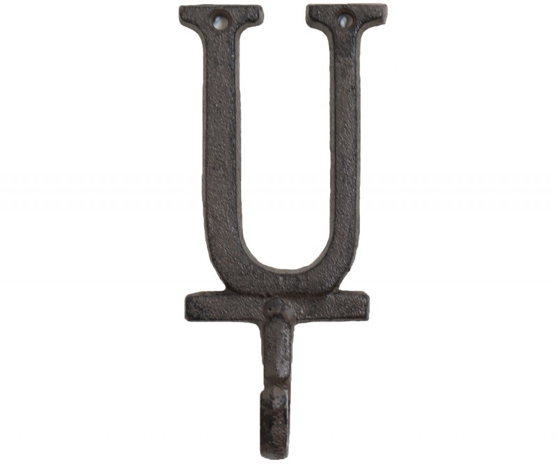 U Alphabet Letter Hook - U Wall Hook Cast Iron