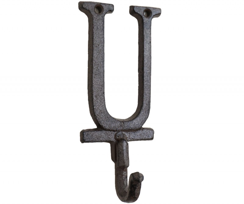 U Alphabet Letter Hook - U Wall Hook Cast Iron