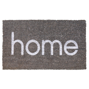 Home grey coir doormat on a white background