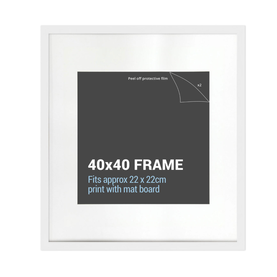 White 40 x 40 cm square picture frame shown from the front
