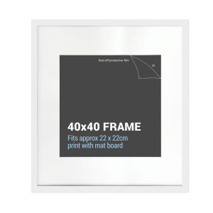 40x40cm Square White Picture Frame with Mat Board