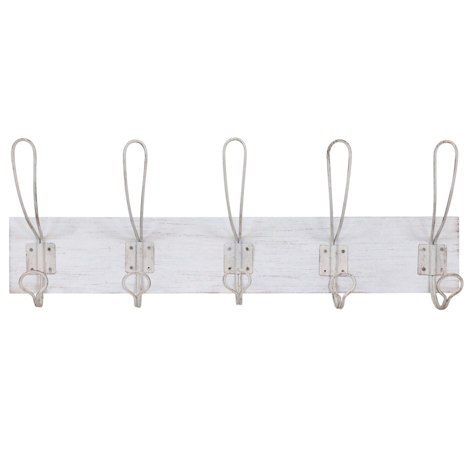 White 5-Hook Coat Rack, a functional household accessory for display or organisation